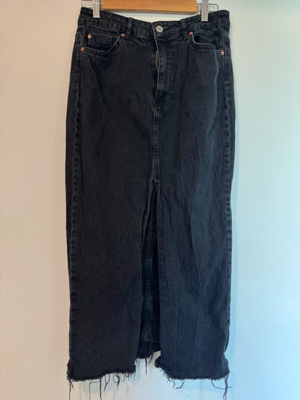 Stradivarius Black Denim High-Waist Skirt